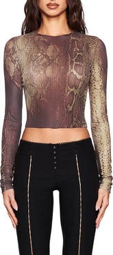 I.AM.GIA Izar Snakeskin Print Crop Top