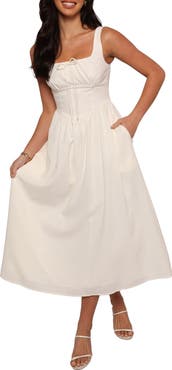 Petal & Pup Kinslee Corset Cotton Blend Midi Dress