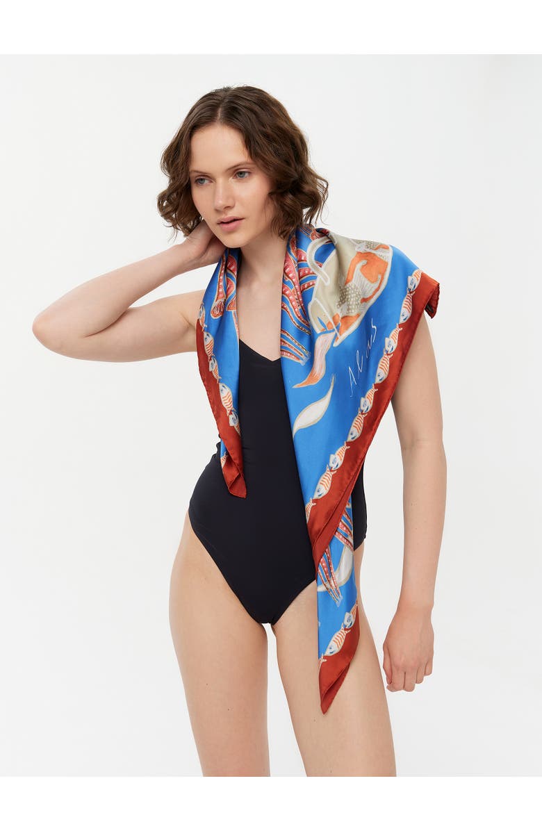 Alas The Reef Silk Bandana, Main, color, Print 'The Reef'
