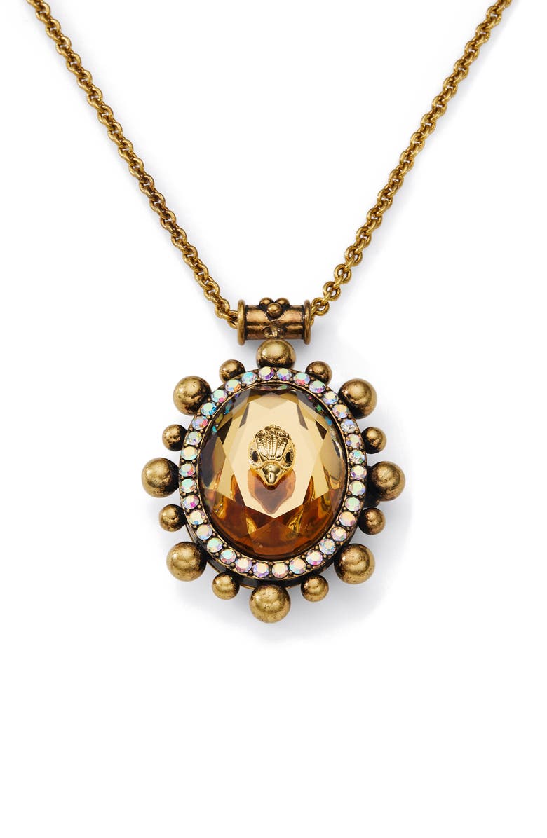 Kurt Geiger London Eagle Head Crystal Locket Necklace, Alternate, color, Light Colorado