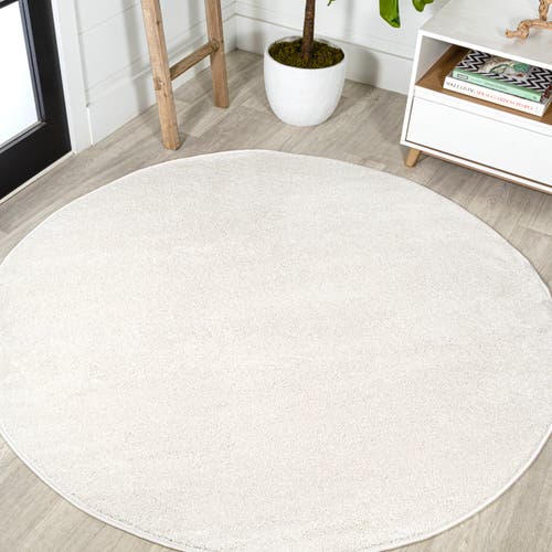 Jonathan Y Haze Solid Low-pile Round Area Rug In Beige/ecru