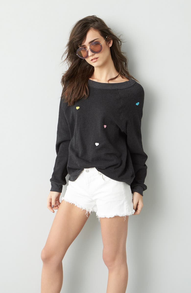 Wildfox Sommers Sweater - Heart Embroidered Pullover, Alternate, color,