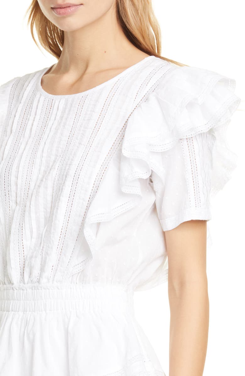 LoveShackFancy Natasha Ruffle Tiered Minidress, Alternate, color, White