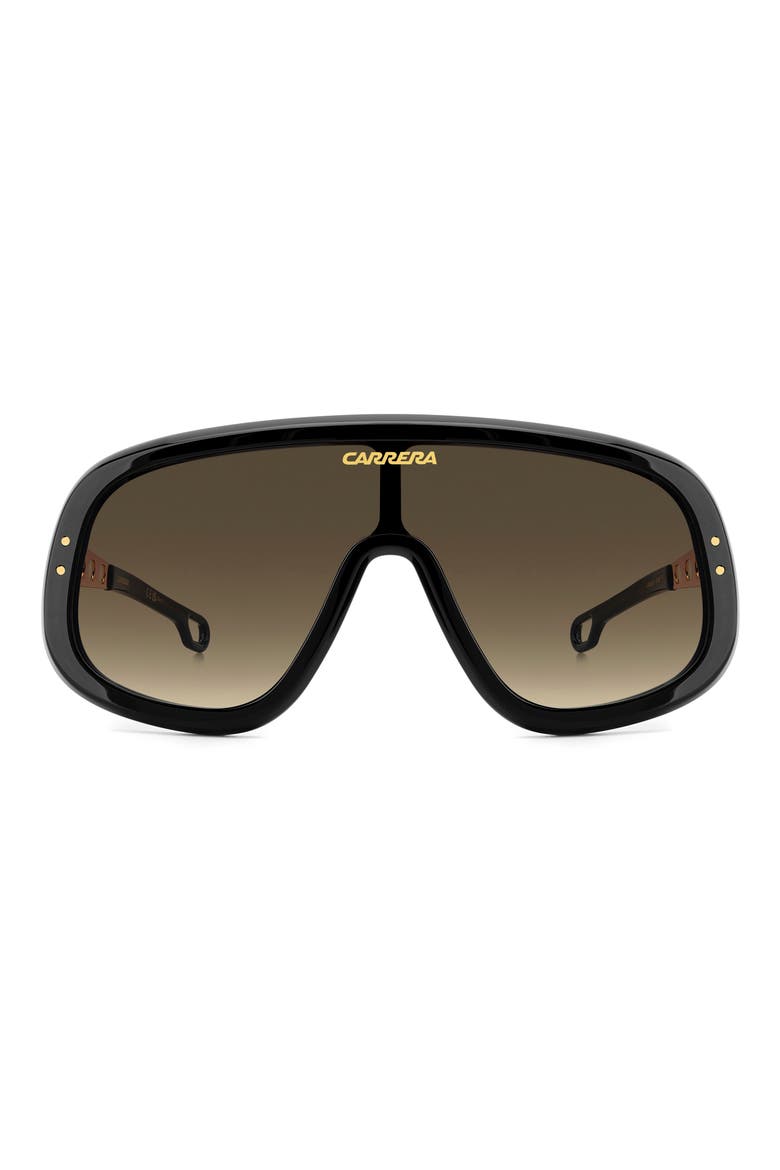 99mm FLAGLAB 17 99mm Shield Sunglasses, Alternate, color, BLACK GOLD/ BROWN GREEN