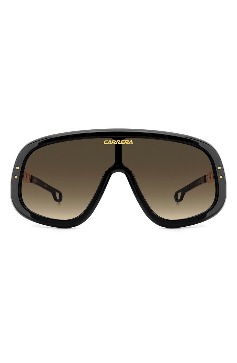 Carrera Eyewear 99mm FLAGLAB 17 99mm Shield Sunglasses, Alternate, color, Black Gold/ Brown Green