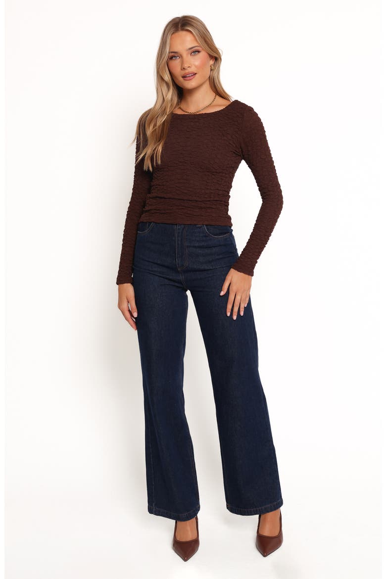 Warren Puckered Long Sleeve Top, Alternate, color, BROWN