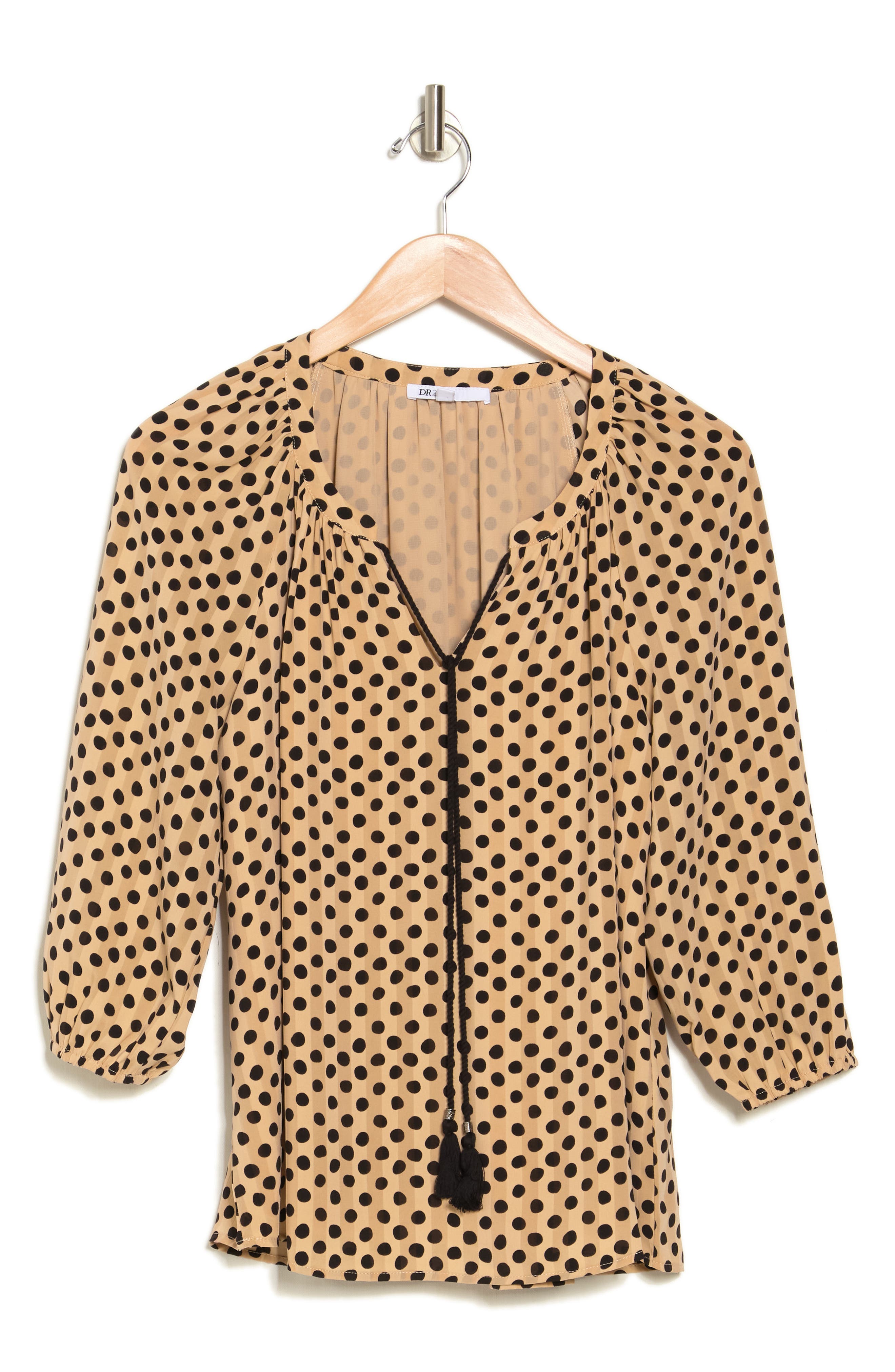 DR2 by Daniel Rainn Jacquard Dot Tassel Tie Blouse (Women) | Nordstromrack