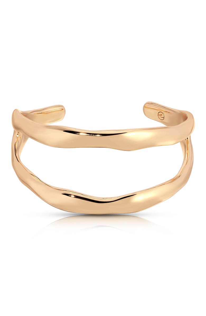 Ettika Double Open Cuff Bracelet, Main, color, Gold