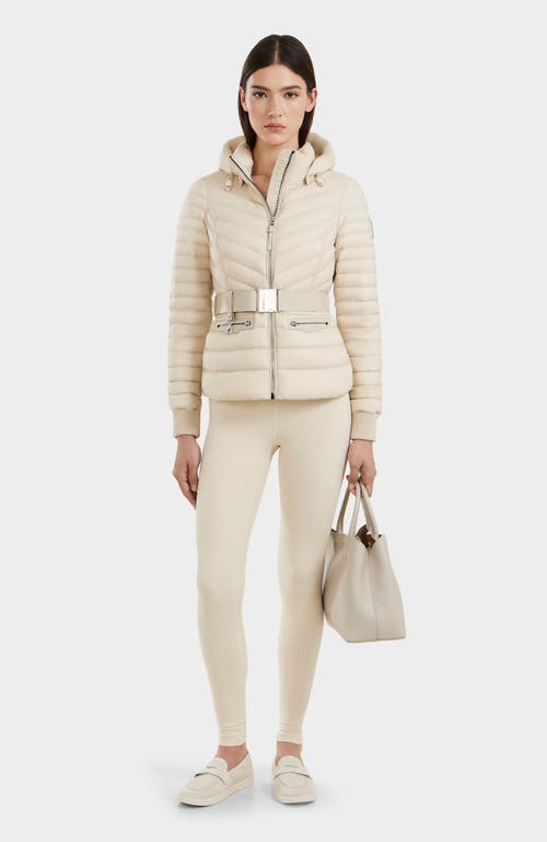 Rudsak Quilted Light Down Jacket With Removable Belt In Vanilla