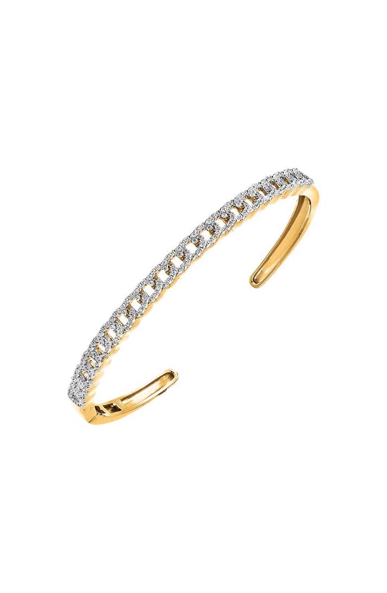 BY ADINA EDEN Pave Cuban Link Open Bangle Bracelet, Main, color,