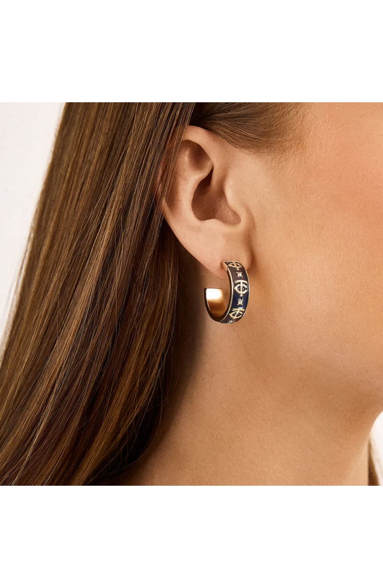 WEAR by Erin Andrews x BaubleBar San Francisco Giants Enamel Hoop Earrings, Alternate, color, Gold