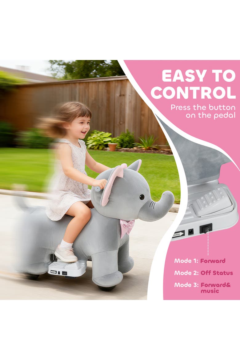6V Kids Ride on Horse, Electric Riding Animal, Alternate, color, Grey