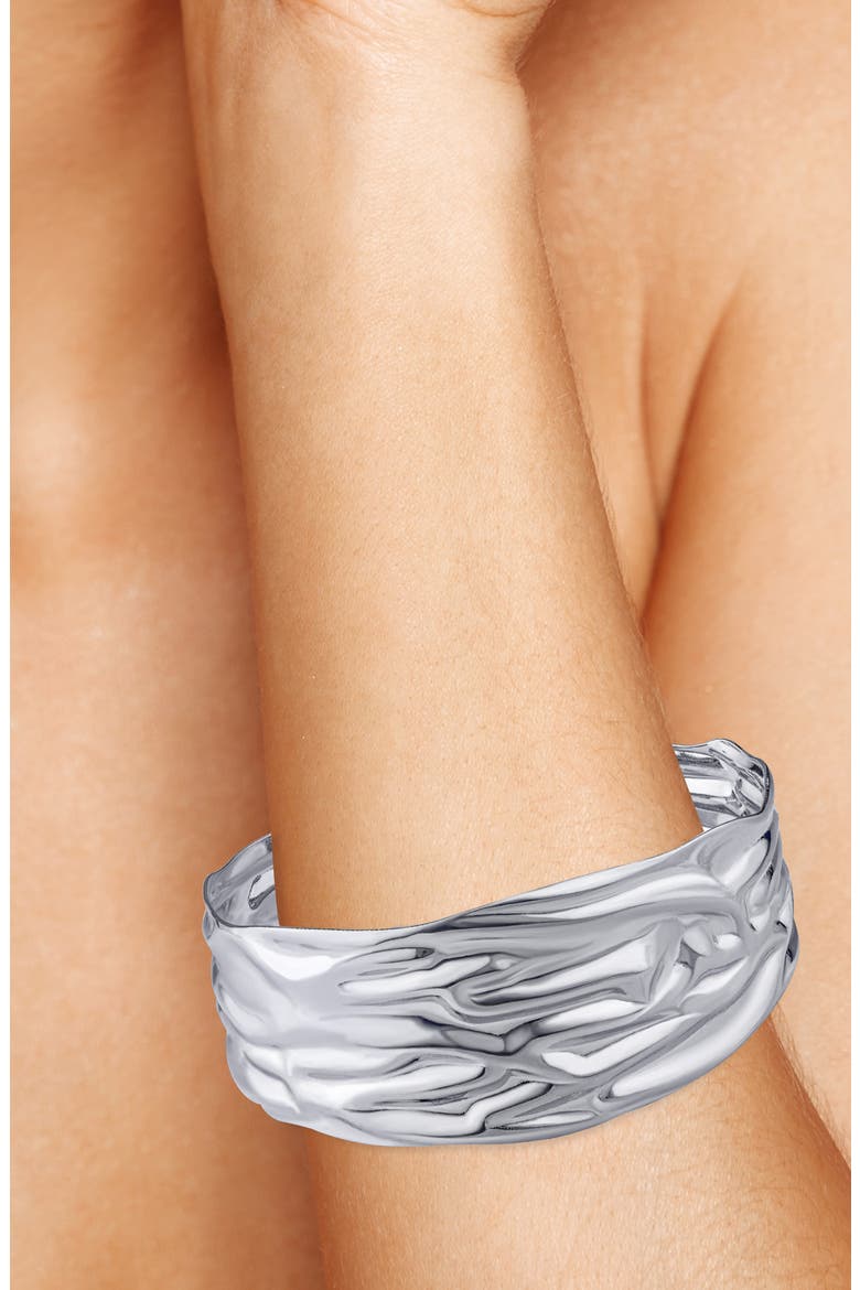 Wide Sculptural Cuff Bracelet, Alternate, color, SILVER