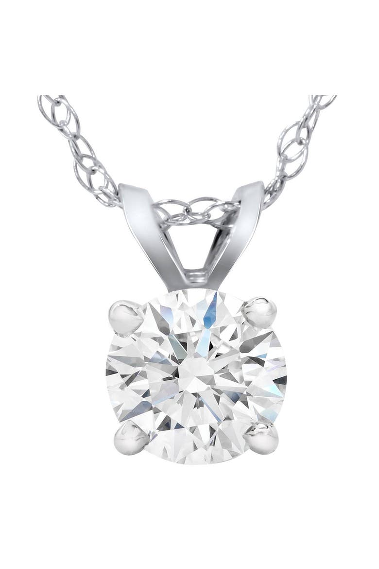 Certified 2 1/4ct Lab Grown Diamond Solitaire Pendant Gold Necklace, Main, color, 14k White Gold