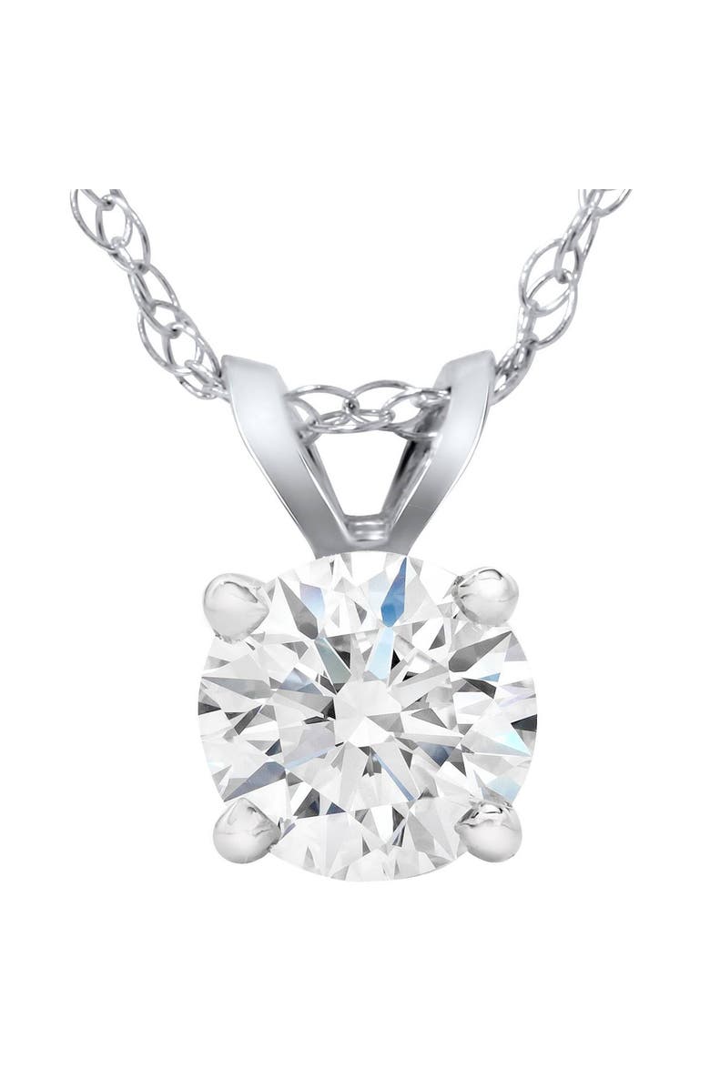 Bliss Diamond 1Ct Diamond Solitaire Pendant 14k Gold 18" Necklace Lab Grown, Main, color, 14K White Gold