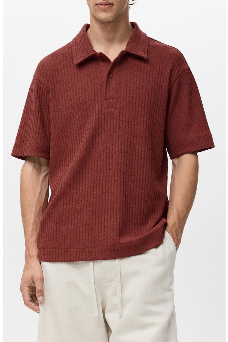 Textured Knit Polo, Main, color, CHERRY