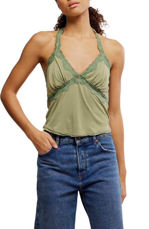 Brooke Lace Trim Halter Top