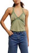 Free People Brooke Lace Trim Halter Top