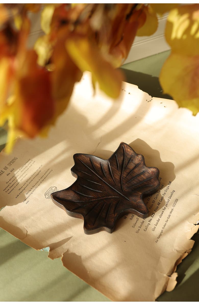 Foreside Home and Garden Maple Leaf Decorative Tray, Alternate, color, Brown