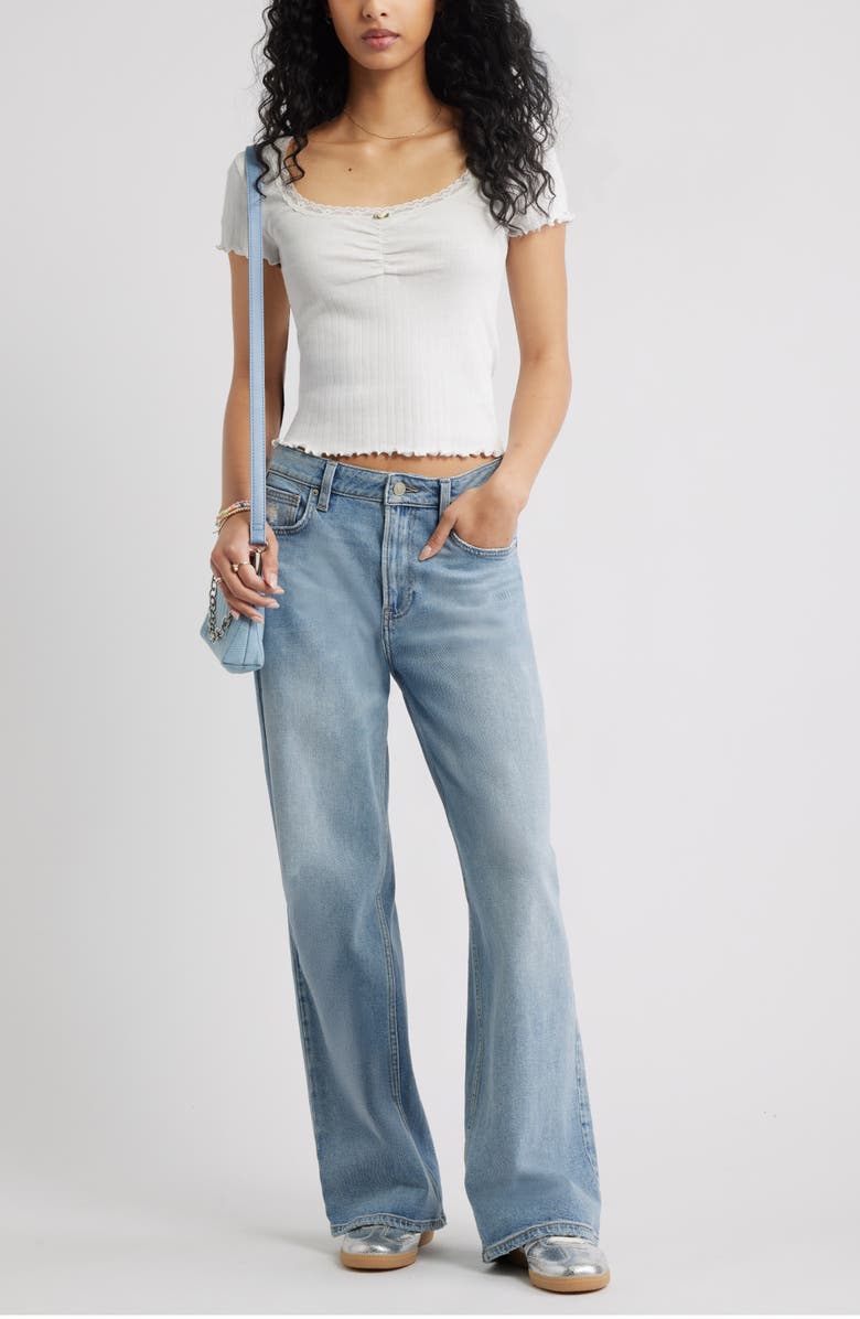 BP. Scoop Neck Pointelle Top, Alternate, color, White Blanc