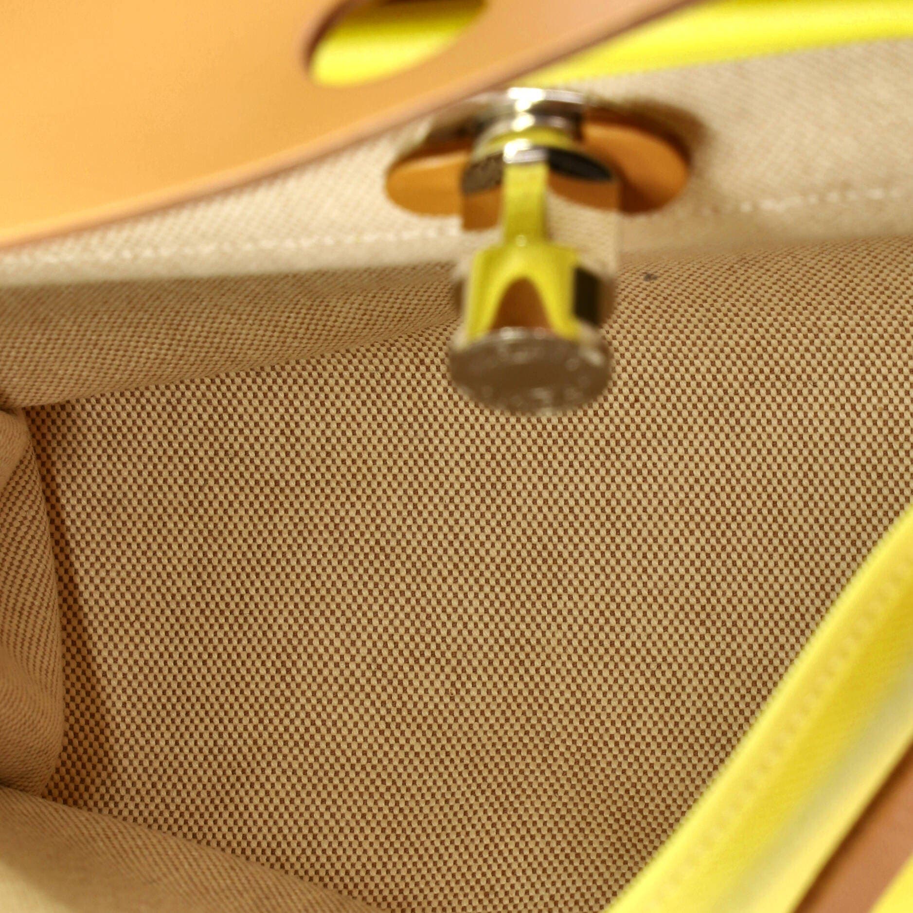 Pre-Owned Hermes Herbag Zip Berline Vache Canvas and Leather 31, Alternate, color, Lime