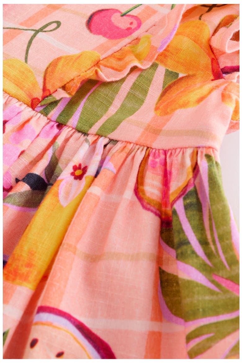 Kids' Fruit Print Cotton Frill Dress, Alternate, color, ORANGE