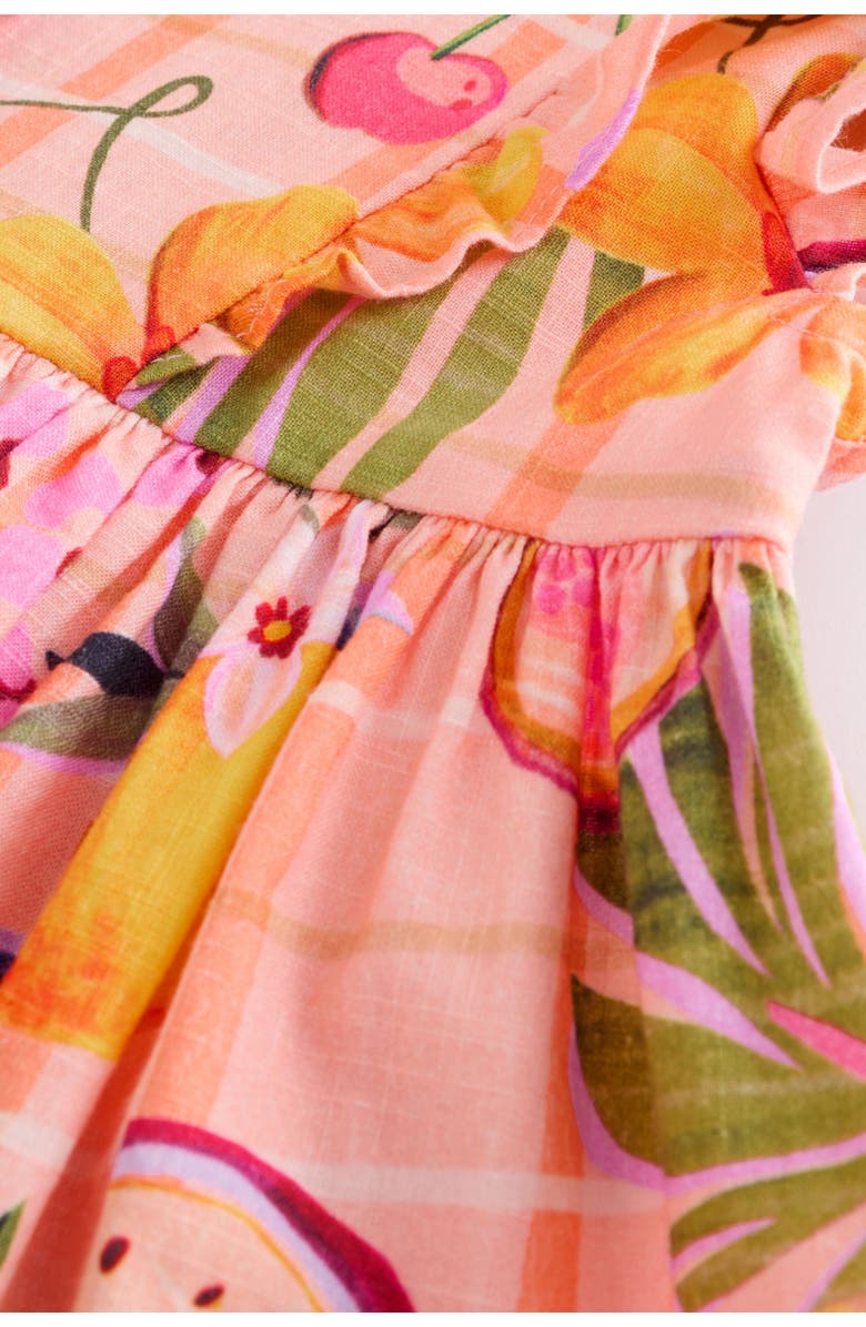 NEXT Kids' Fruit Print Cotton Frill Dress, Alternate, color, Orange