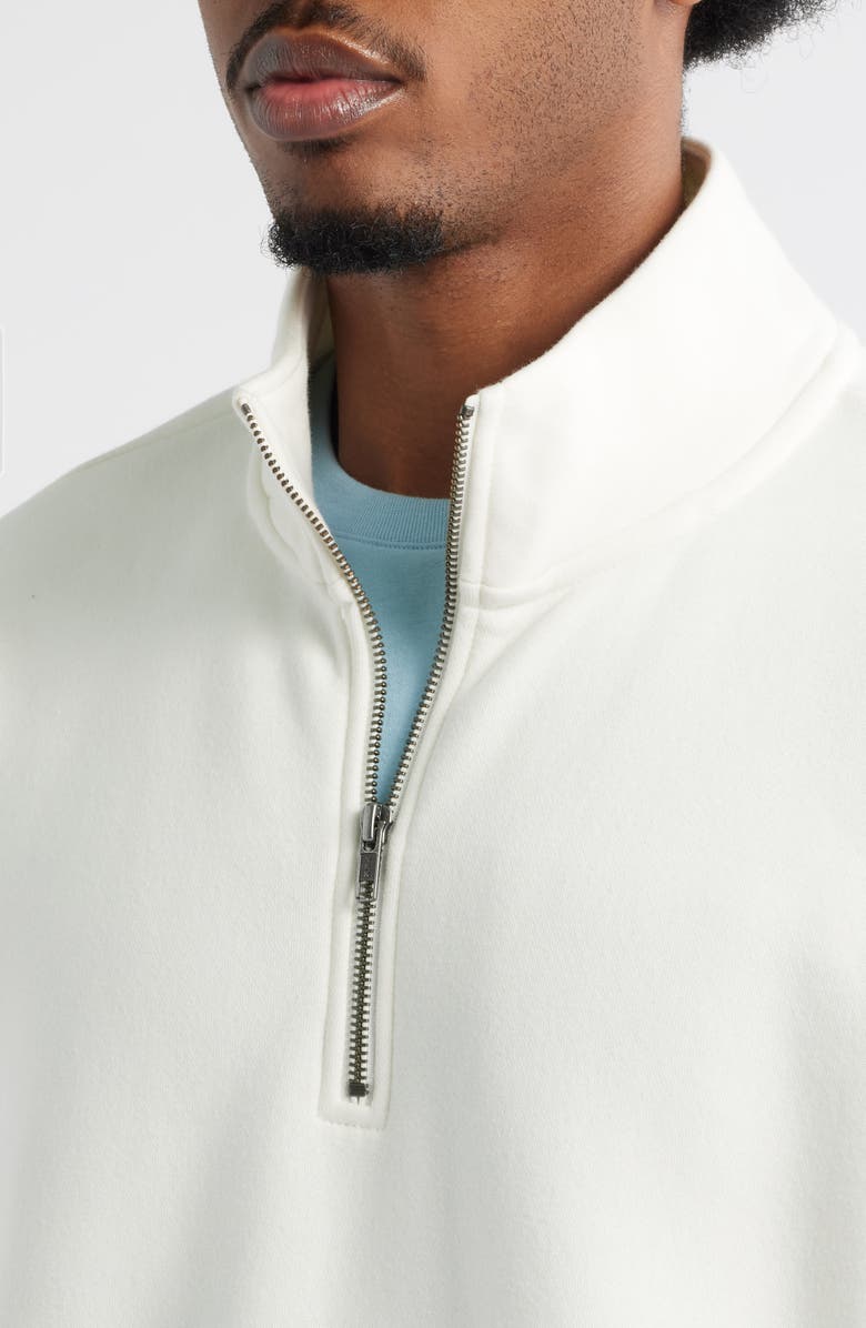 BP. Cotton Blend Fleece Quarter Zip Pullover, Alternate, color, Ivory Egret