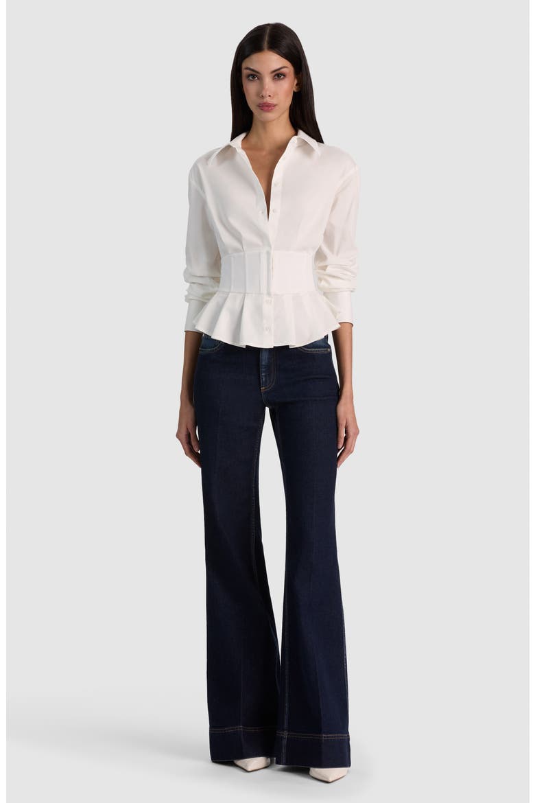 Edie Gathered Corset Shirt, Alternate, color, OFF WHITE