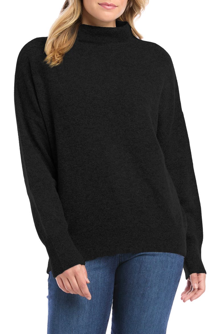 Mock Neck Sweater, Main, color, BLACK