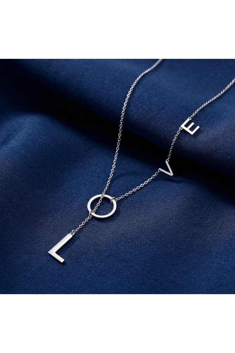 Love Lariat Necklace 18k Gold Plated 21", Alternate, color, 18k White Gold