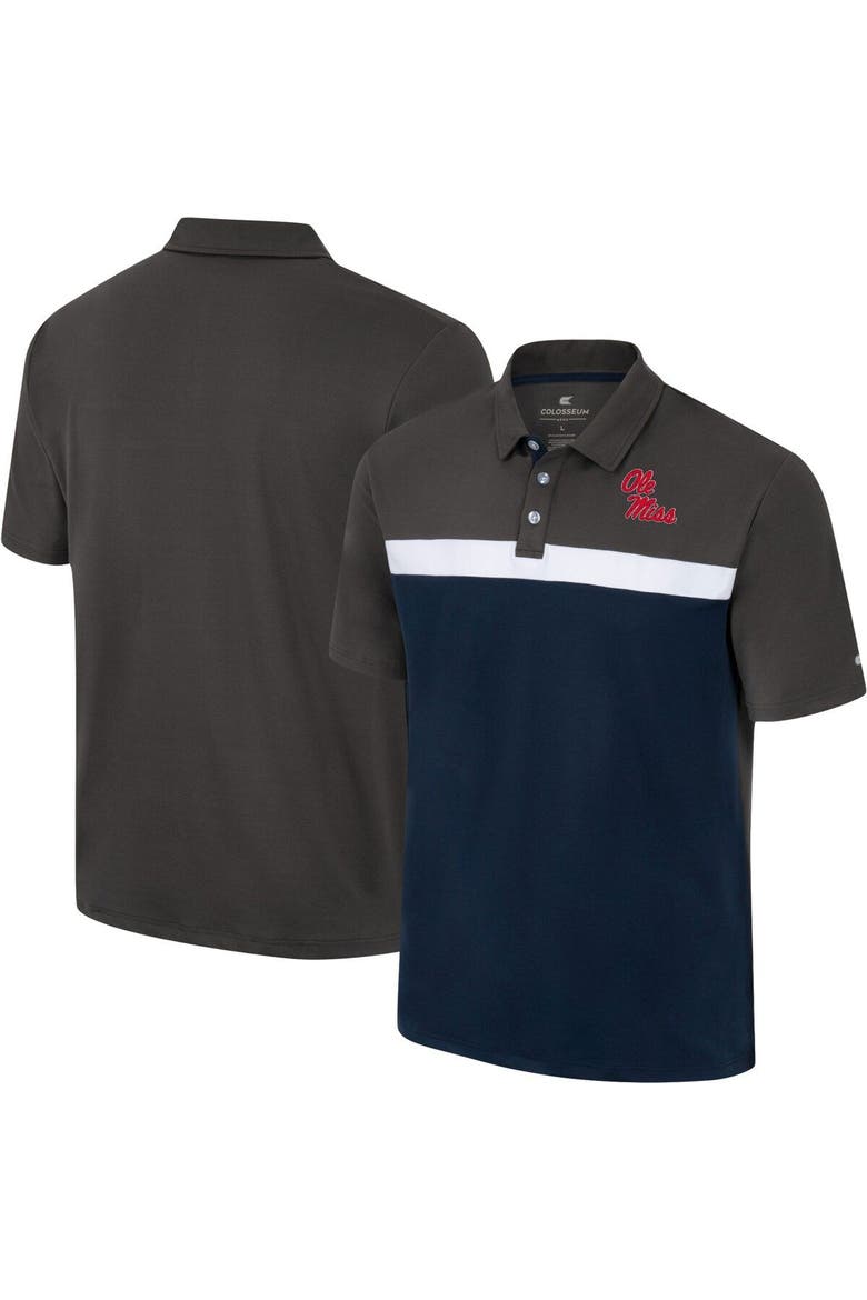 Men's Colosseum Charcoal Ole Miss Rebels Two Yutes Polo, Main, color, Charcoal
