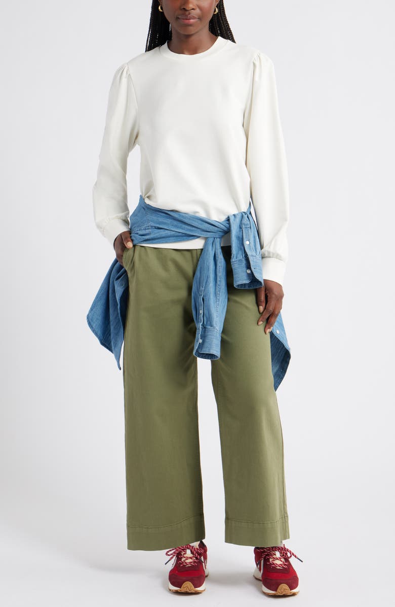 Caslon<sup>®</sup> Puff Shoulder Sweatshirt, Alternate, color, Ivory Pristine