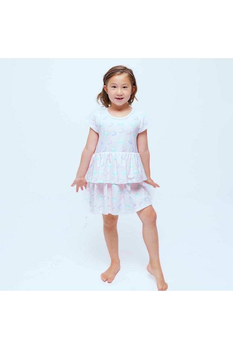 Kids Organic Layered Dress with Matching Biker Shorts, Alternate, color, Macarons