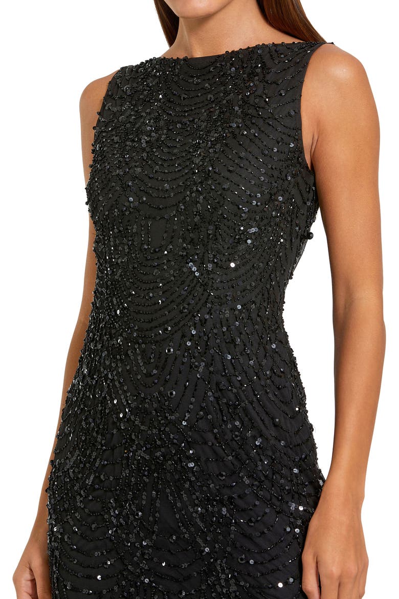 Sleevless Cowl Back Gown With Draped Beading, Alternate, color, Black