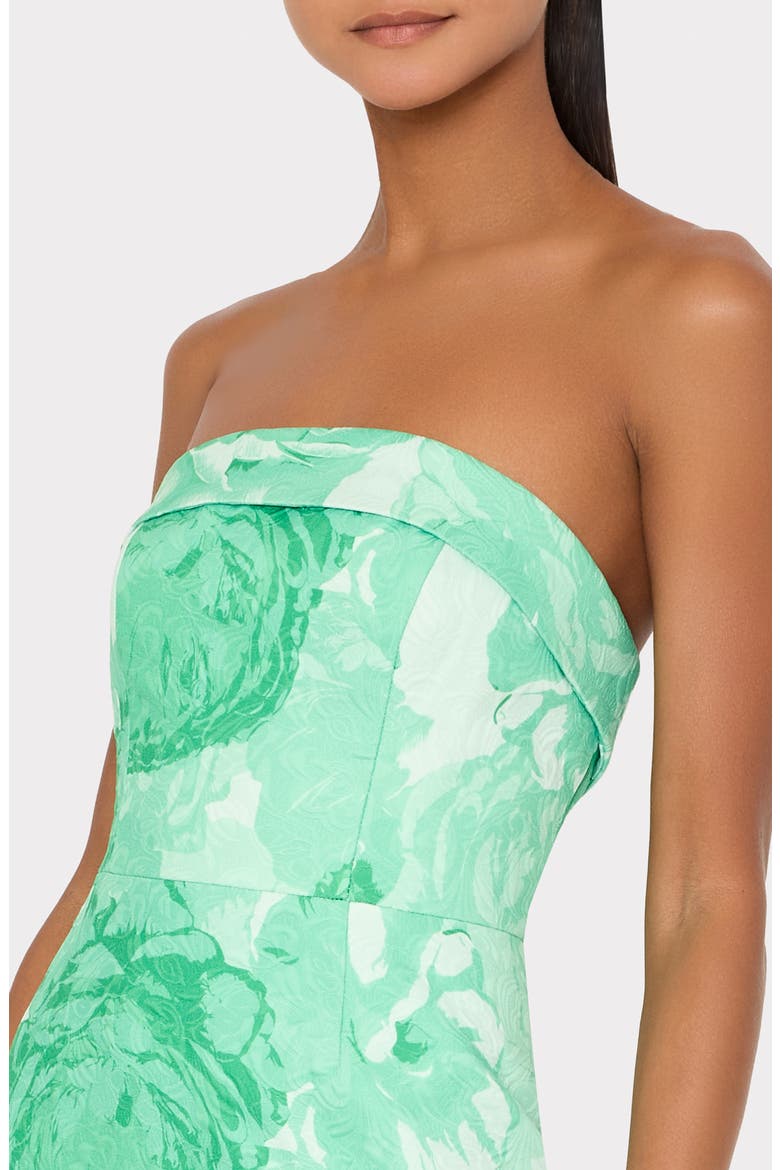 Ella Jacquard Strapless Gown, Alternate, color, GREEN MULTI