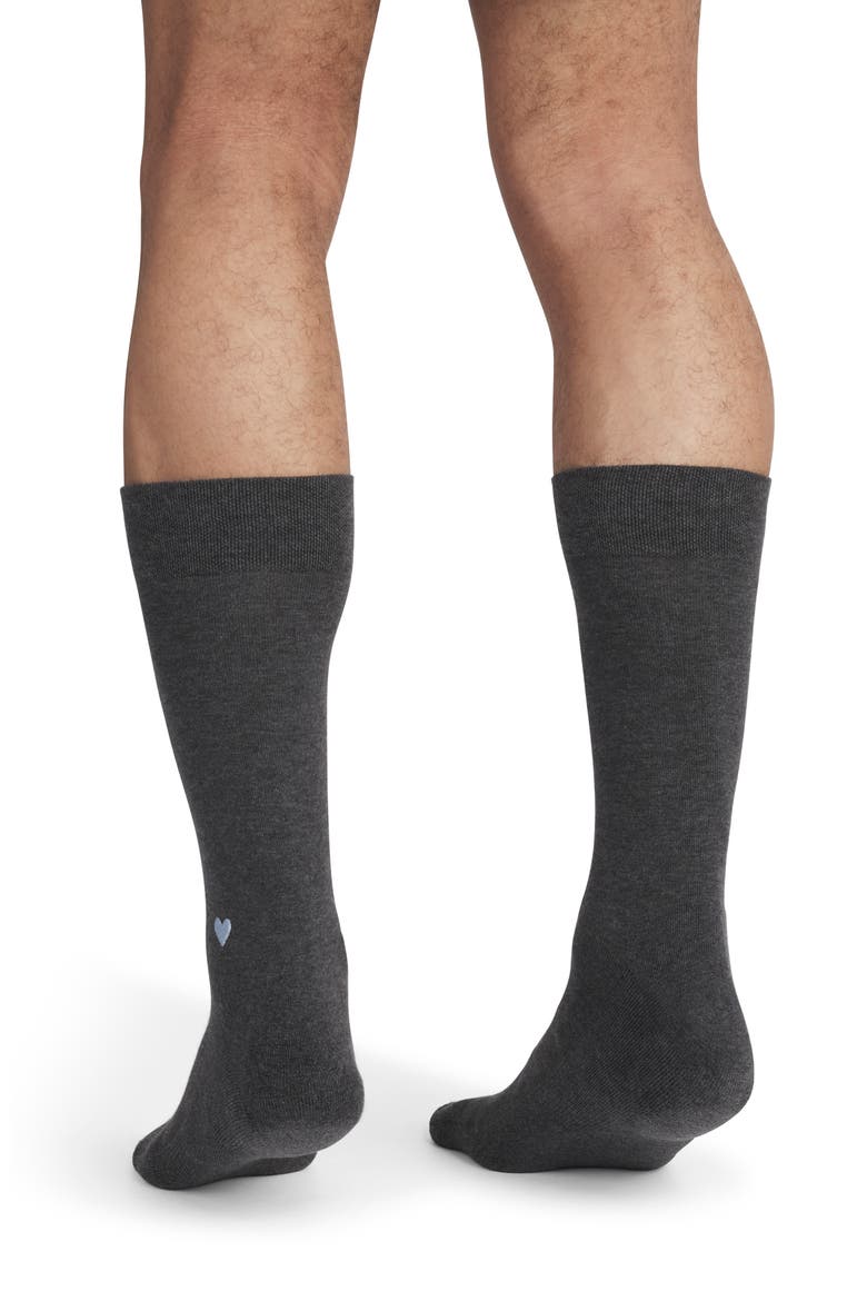 Heart Embroidered Cotton Blend Dress Socks, Alternate, color, DARK GREY