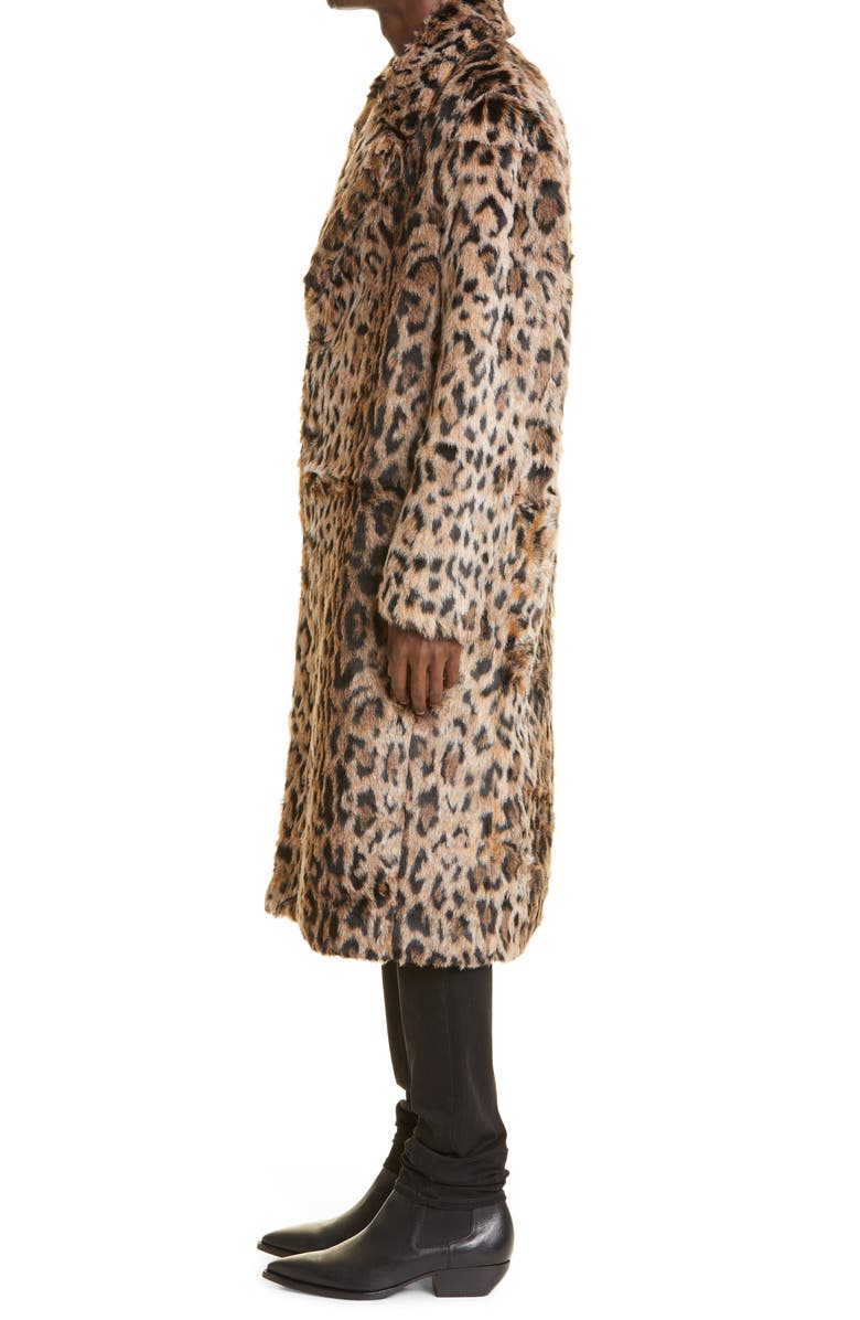 AMIRI Leopard Faux Fur Coat, Alternate, color, 