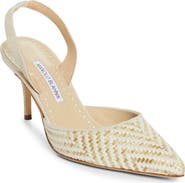 Manolo Blahnik Carolyne Woven Raffia Slingback Pump