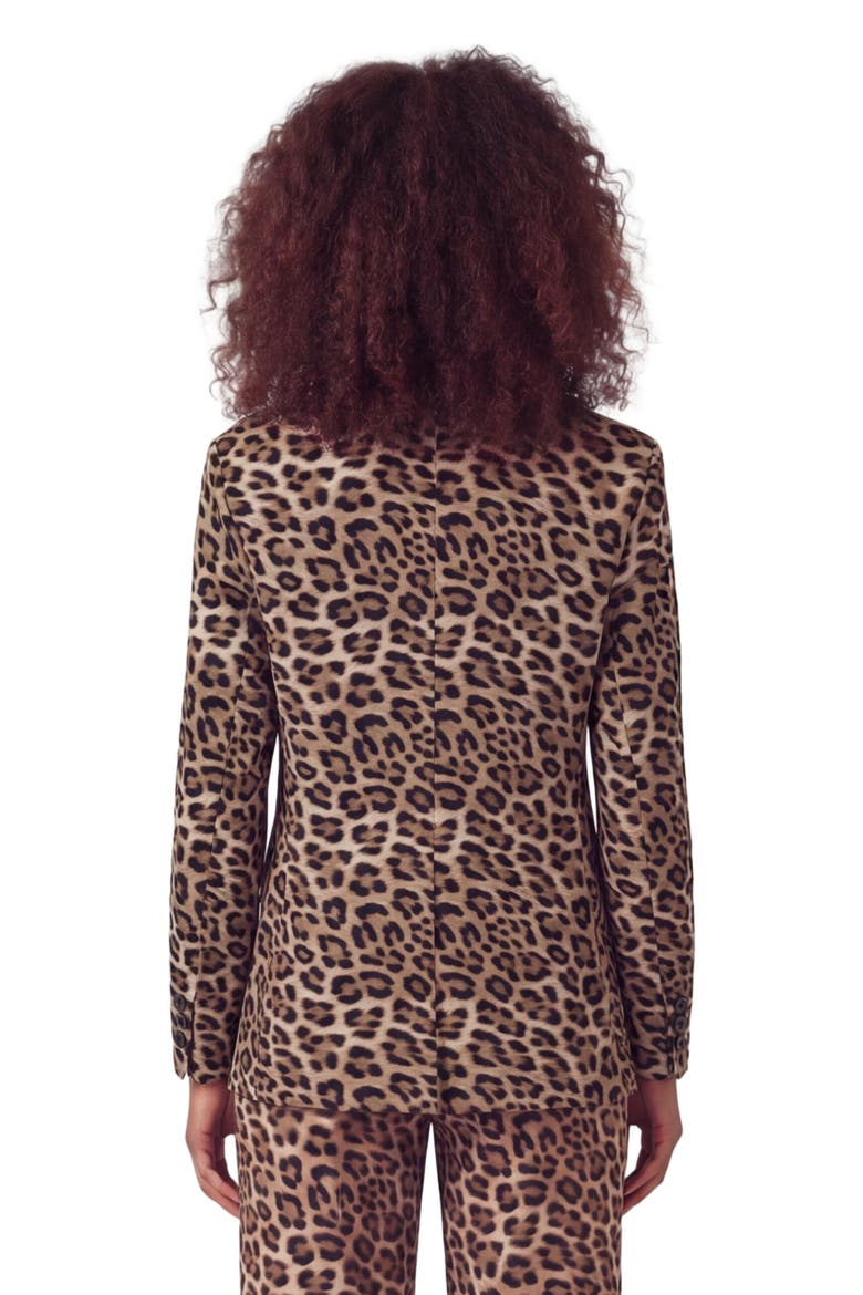 Leopard Womens Tailored Blazer, Alternate, color, LEOPARD BROWN