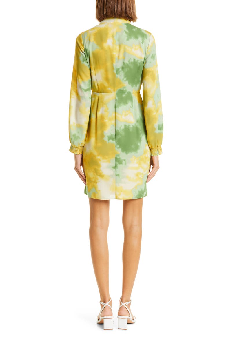 Tie Dye Wrap Front Long Sleeve Shirtdress, Alternate, color, LEAF TIE DYE