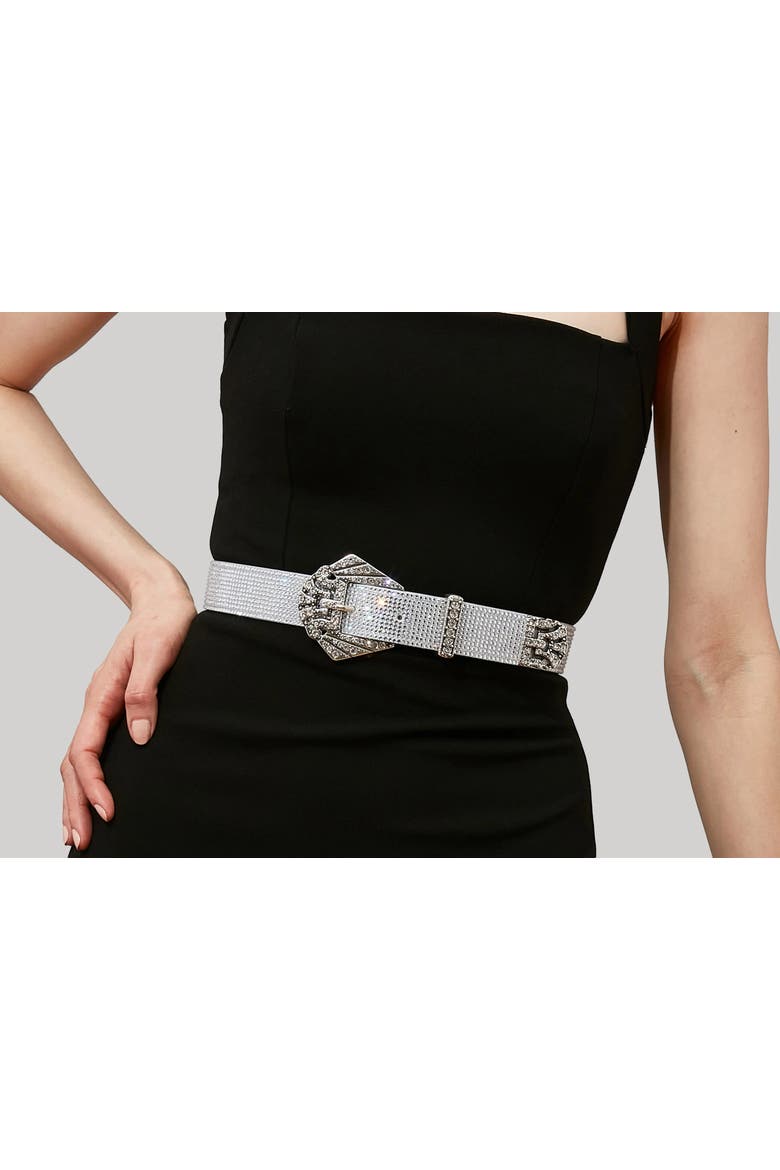Art Deco Chain Belt, Main, color, Silver Rhine