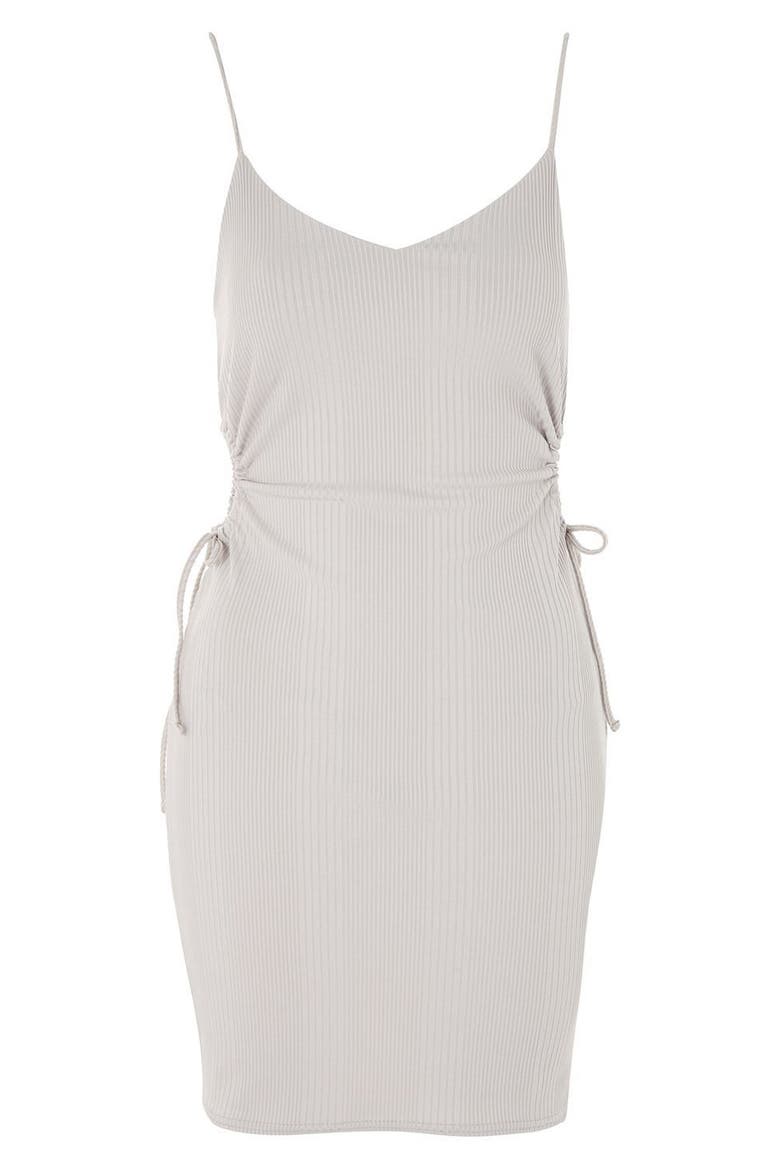 Drawstring Cutout Body-Con Dress, Alternate, color, LIGHT GREY