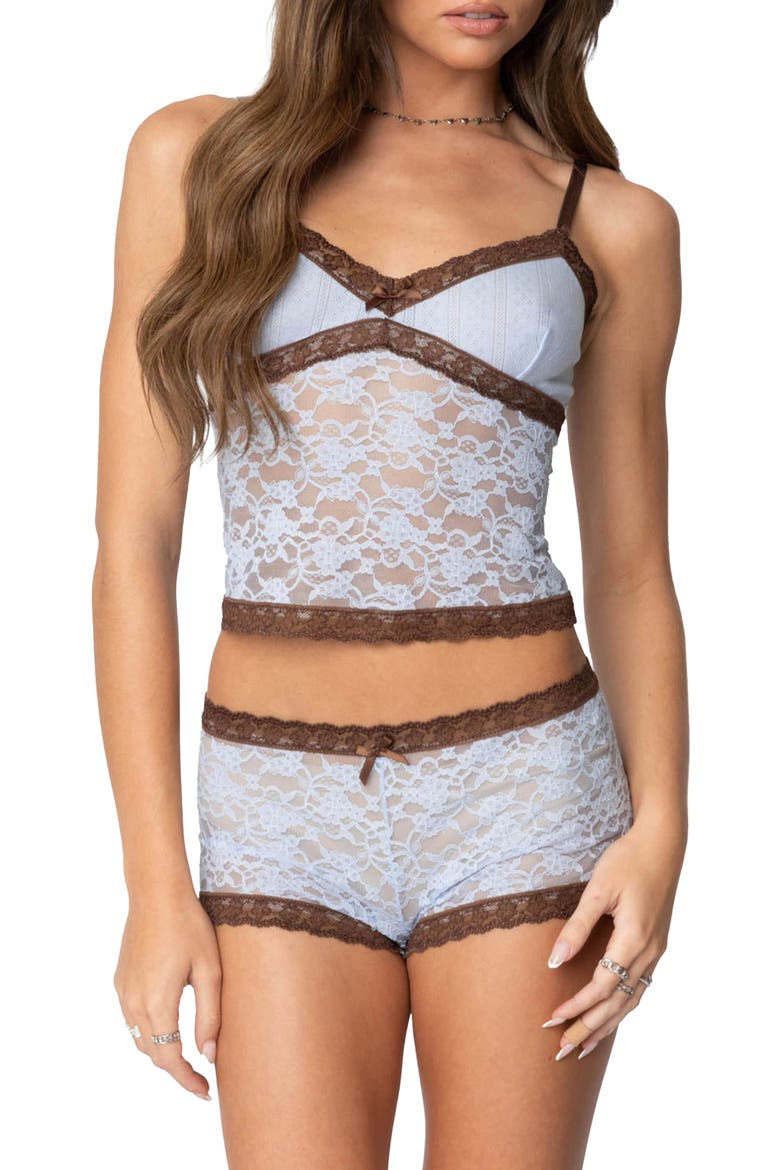 Dee Pointelle Stitch & Lace Camisole, Main, color, LIGHT-BLUE
