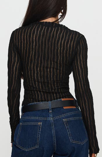 Padra Long Sleeve Semisheer Lace Top