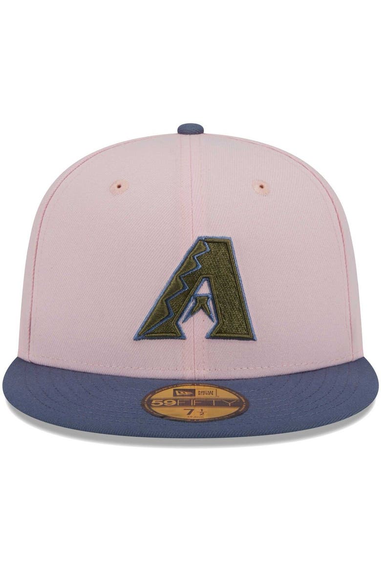Men's New Era Pink/Blue Arizona Diamondbacks  Olive Undervisor 59FIFTY Fitted Hat, Alternate, color, Pink