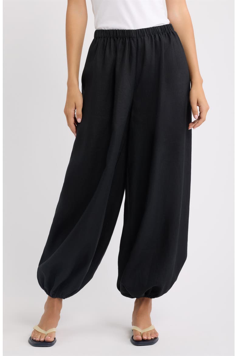 Kortez Balloon Linen Pants, Main, color, BLACK