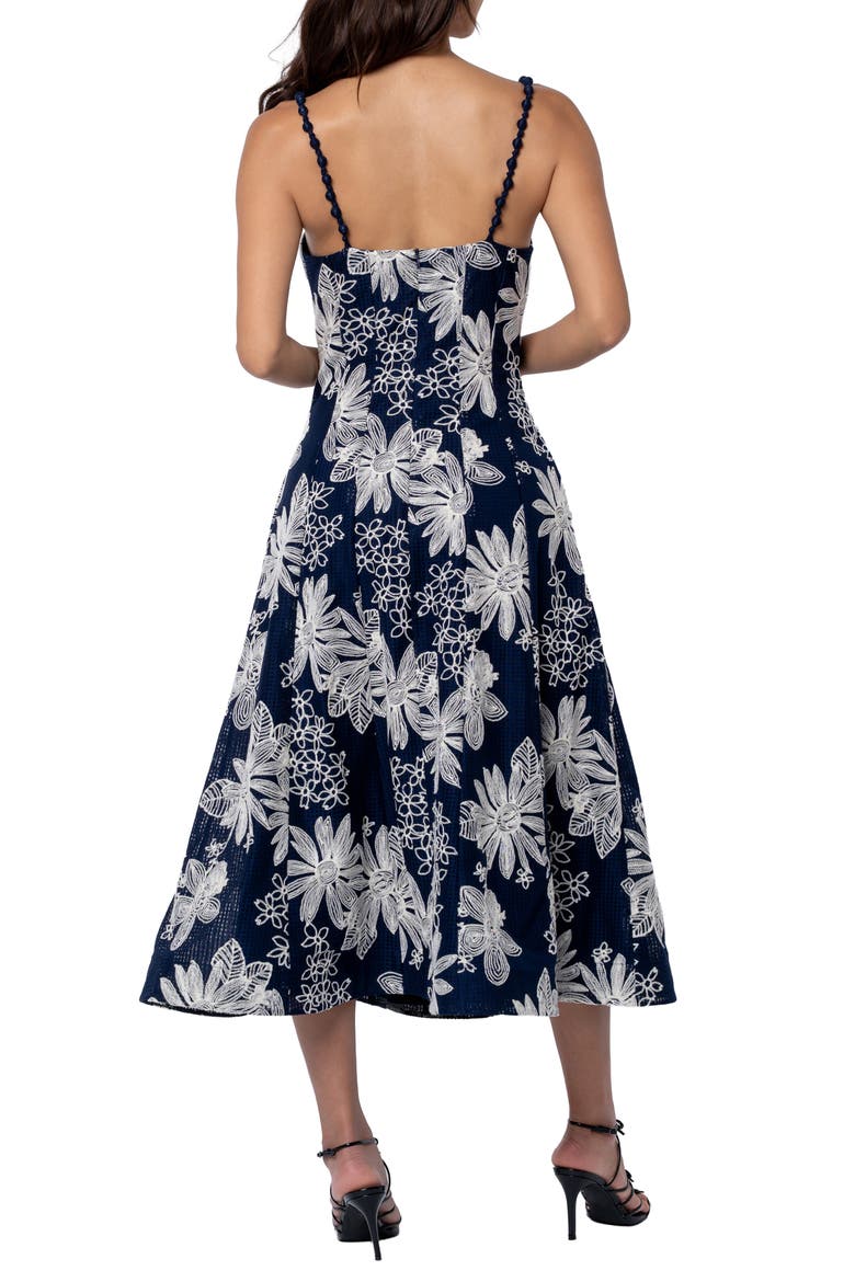 Namie Floral Embroidery A-Line Dress, Alternate, color, NAVY CREAM