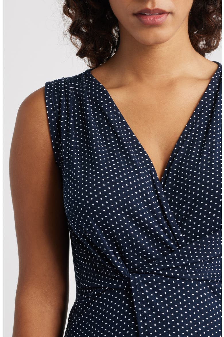 Twist Front Sleeveless Top, Alternate, color, NAVY / WHITE