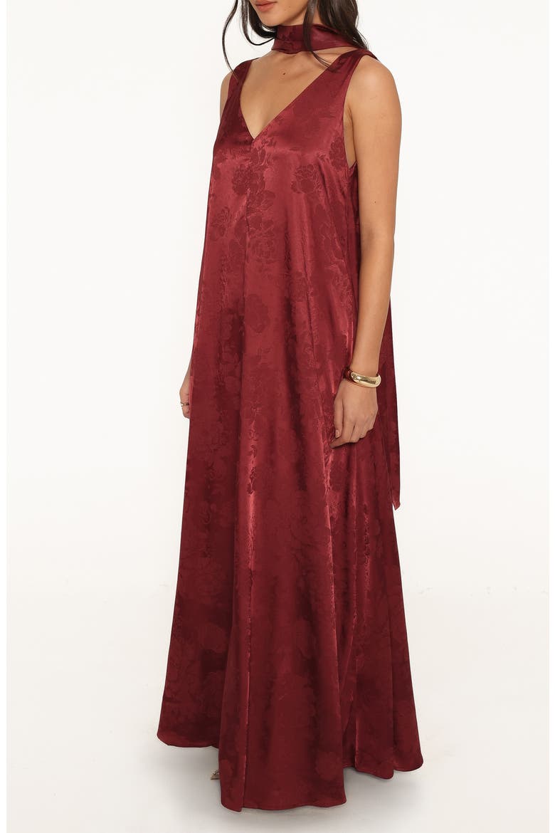 Aeryn V-Neck Scarf Maxi Dress, Alternate, color, BURGUNDY